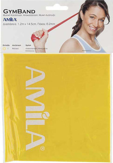 AMILA Widerstandsbänder Elastisches Band Sehr leicht Gelb 1,2m 1.2m