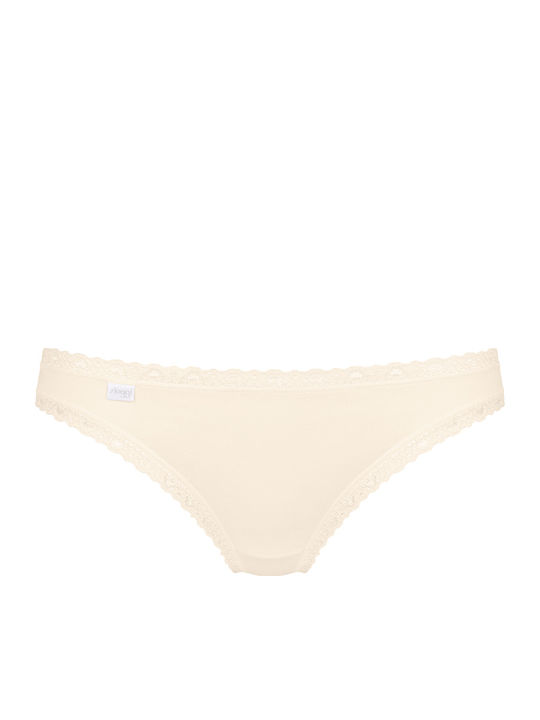 24/7 Weekend H Tanga Βαμβακερά Women's Slip 3Pack with Lace Ecru/Pink