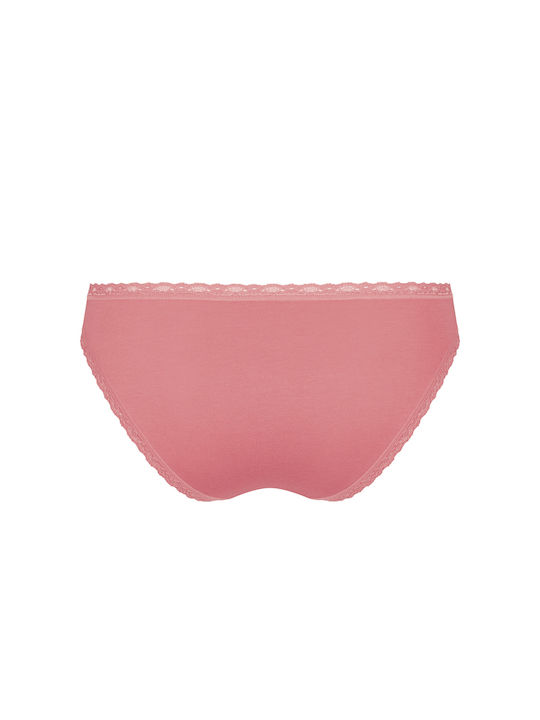 Sloggi 24/7 Weekend H Tanga Βαμβακερά Γυναικεία Slip 3Pack με Δαντέλα Ecru/Pink