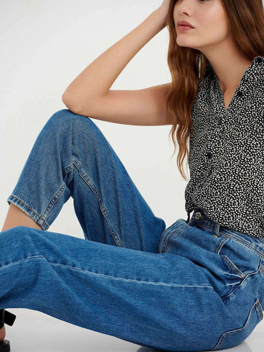 Ψηλόμεσο Γυναικείο Jean Παντελόνι σε Balloon Γραμμή Denim Blue