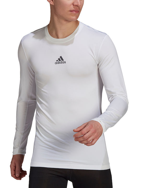 adidas TechFit Ανδρική Ισοθερμική Μακρυμάνικη Μπλούζα Compression Λευκή