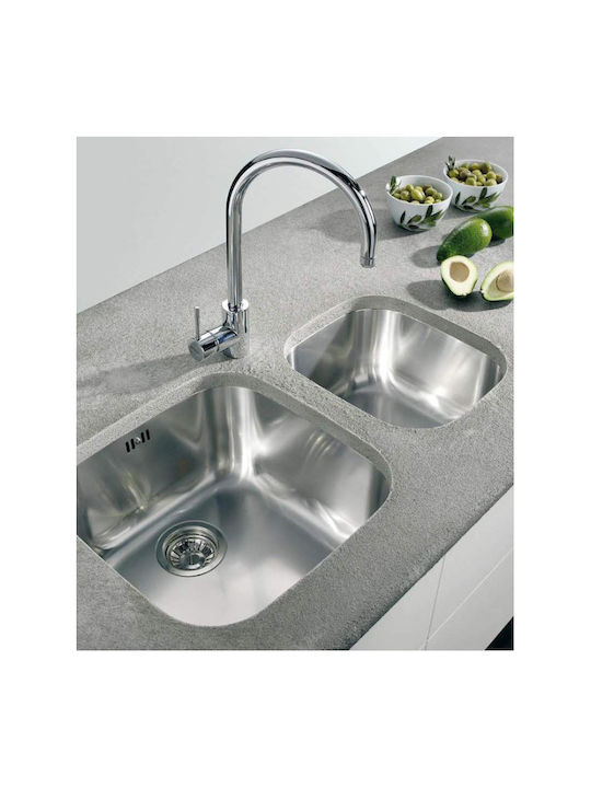 Pyramis Iris 1B Υποκαθήμενος Νεροχύτης Inox Σατινέ Μ40xΠ40cm Ασημί