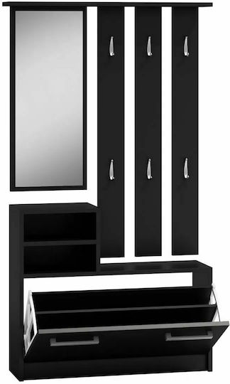 Kolom Eingangsmöbel mit Spiegel / Garderobe & Schuhschrank Black 85x24x180cm