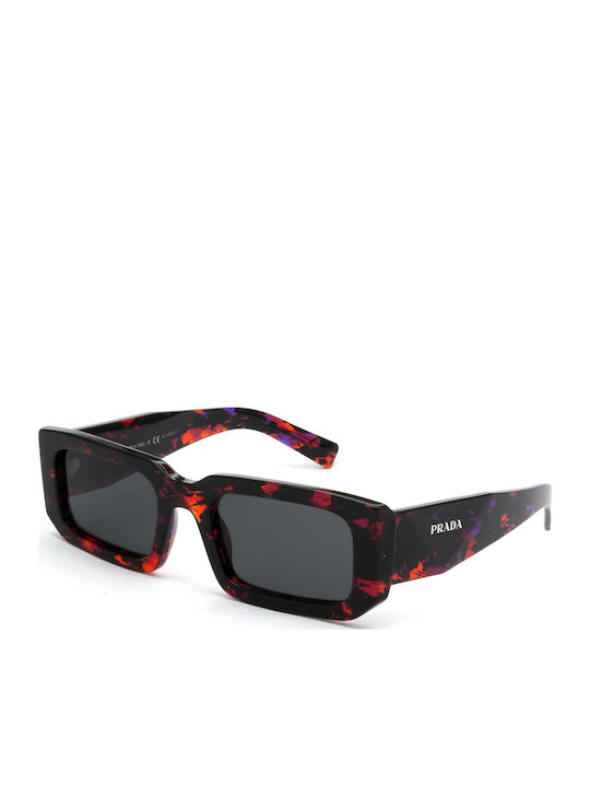 Prada Unisex Sunglasses with Brown Tartaruga Horn-Rimmed Frame and Grey Lenses PR06YS 06V5S0
