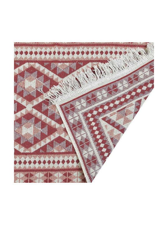 Click Rug Rectangular Summer Cotton with Fringes Red