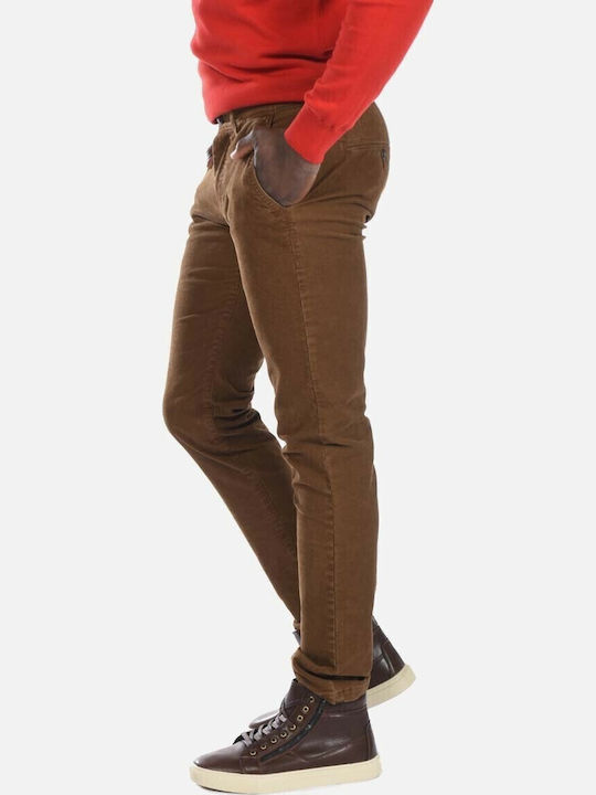 Trousers Chino Elastic in Slim Fit Brown
