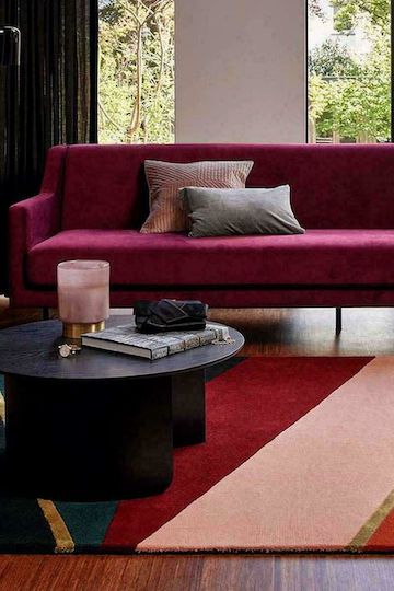 Ted Baker Sahara Lucrat manual Covor Rectangular Din lână Burgundia