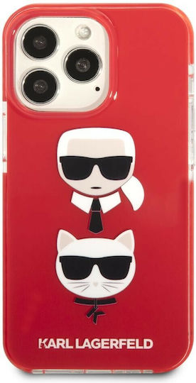 Karl Lagerfeld Karl & Choupette Heads Back Cover Plastic / Silicone Red (iPhone 13 Pro) KLHCP13LTPE2TR