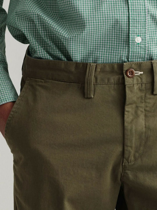 Trousers Chino Elastic in Slim Fit Khaki