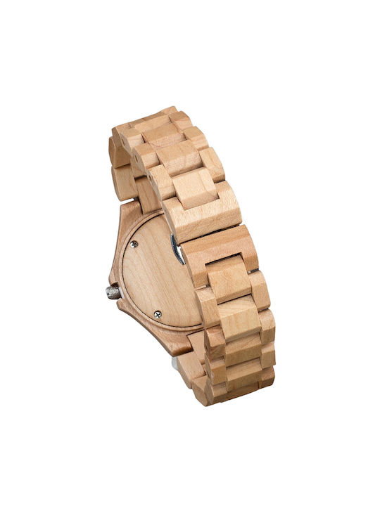 Bewell Gemini Watch with Beige Wooden Bracelet