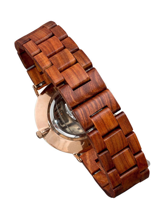 Bewell Hebe Watch with Red Wooden Bracelet