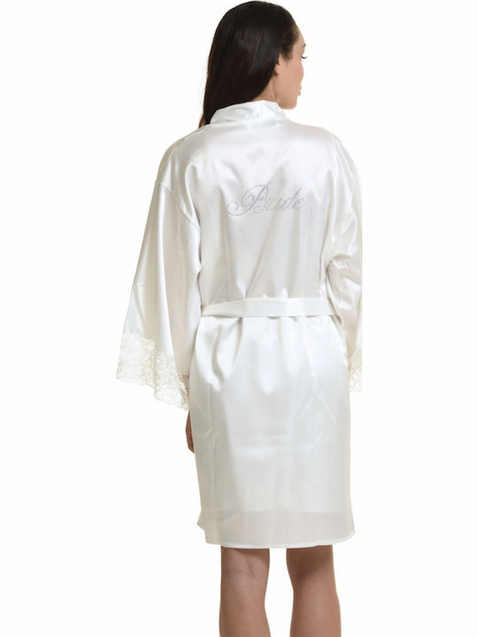 Miss Rosy Winter Braut Damen Satin,σατεν Robe mit Nachthemd Champagne