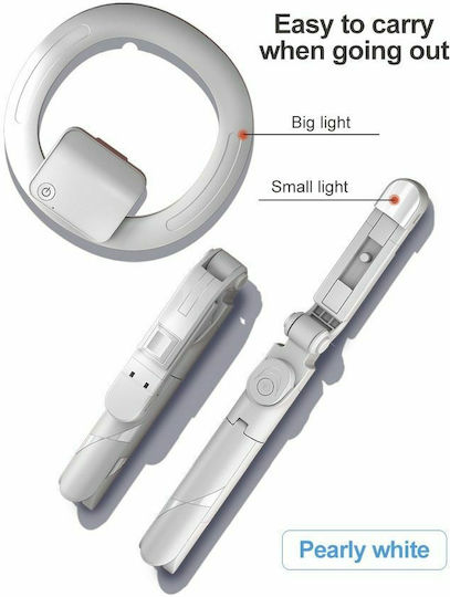 Aqua Dragons SSTR-18 Selfie Stick Mit LED-Ringlicht Ringlicht 15cm Mit Schreibtisch Stativ Und Handyhalter Weiß