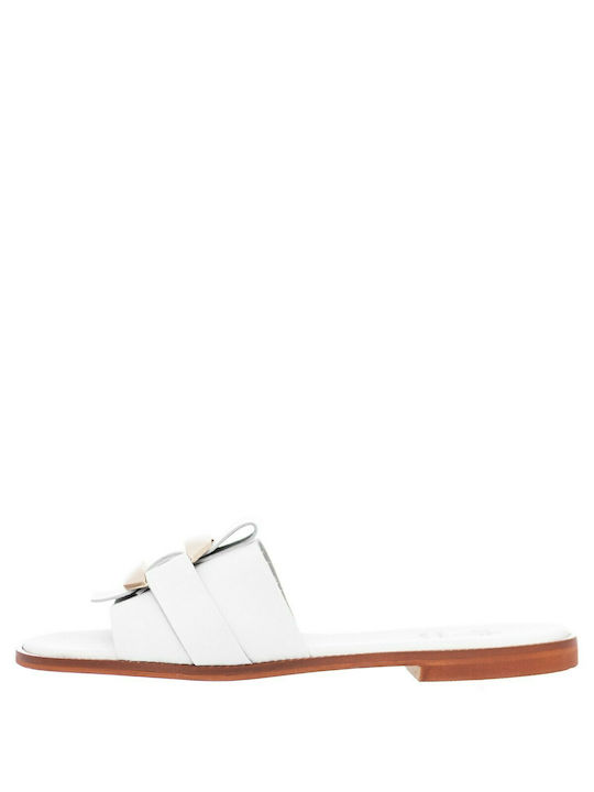 Mariella Fabiani Leather Women's Flat Sandals in White Color