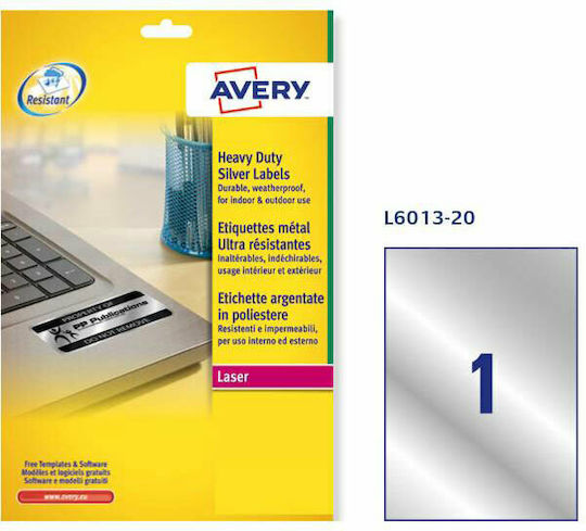 Avery Resistant Labels 20 Self-Adhesive Rectangular A4 Labels 297x210mm