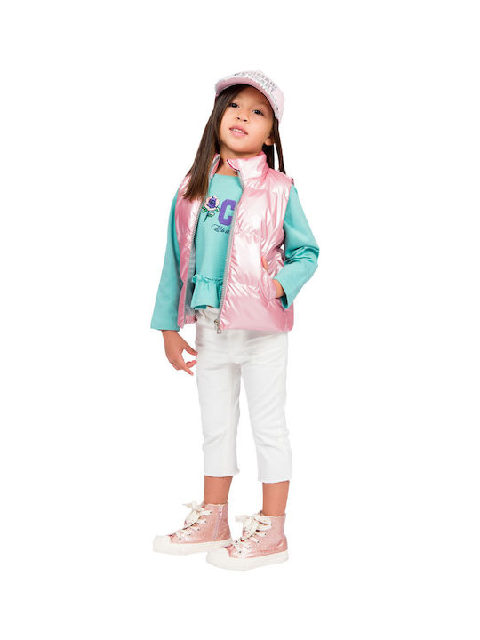 Energiers Kids Quilted Jacket Sleeveless short Pink