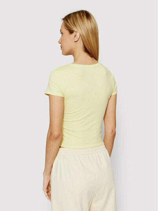 Vero Moda Women's Summer Crop Top Short Sleeve Lemon Meringue