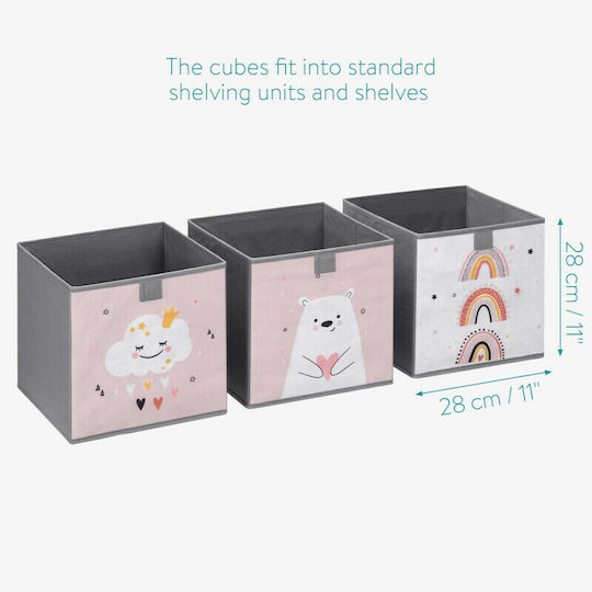 Navaris Children's Storage Box made of Fabric Animal Motif Pink 28x28x28cm 3pcs