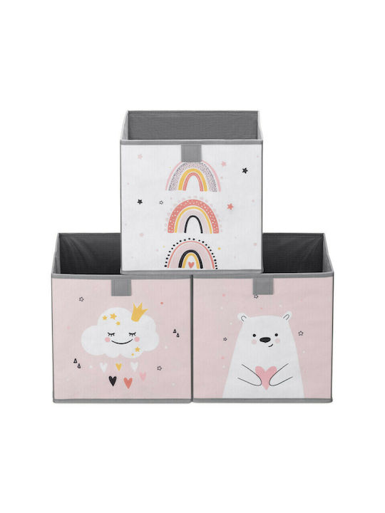 Navaris din Țesătură Animal Motif Roz 28x28x28cm 3buc