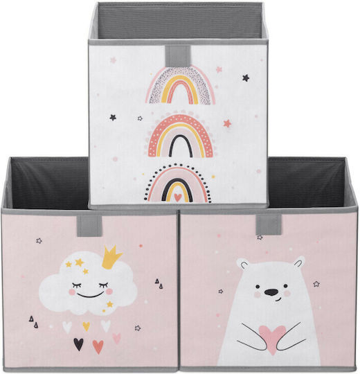 Navaris Children's Storage Box made of Fabric Animal Motif Pink 28x28x28cm 3pcs