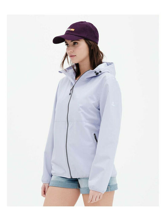 Women's Short Lifestyle Jacket Windproof for Spring or Autumn with Hood Lilacc
