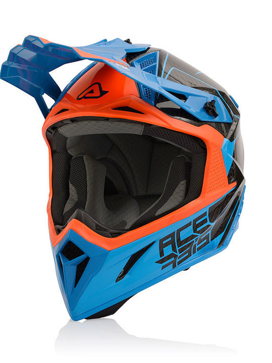 Acerbis Steel Carbon Blue/Orange Motorradhelm Motocross ECE 22.05 940gr