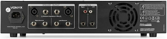 Vonyx VPA1000 Leistungsverstärker PA-Verstärker 2 Kanäle 500W/4Ω mit Kühlungssystem und USB/Bluetooth-Anschlüssen in Schwarz Farbe