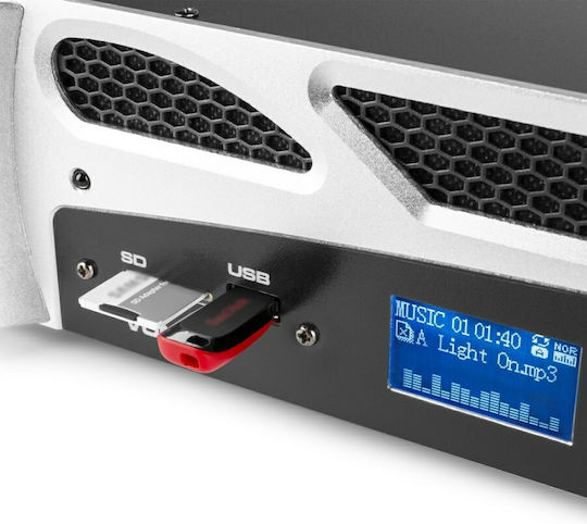Vonyx VPA1500 PA Power Amplifier 2 Channels 750W/4Ω 500W/8Ω with Cooling System Equipped with USB/Bluetooth Black