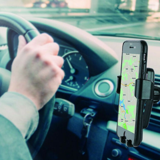 Lamtech Car Mobile Mount with Adjustable Hooks and Wireless Charging Black
