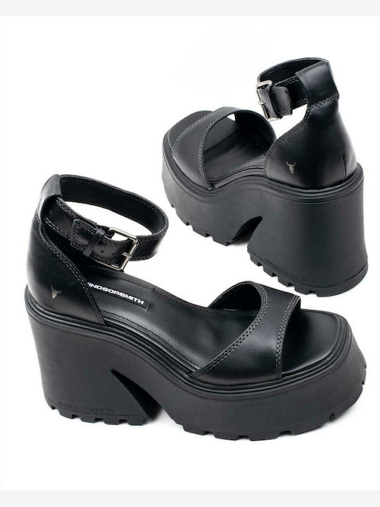 Flaws Leather Sandals Black
