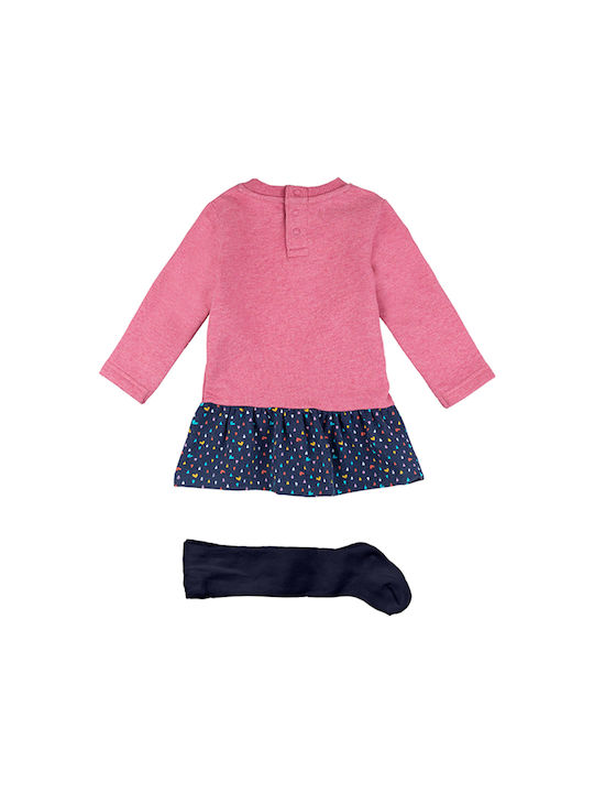 Losan Kids Dress Set with Tights Long Sleeve Pink