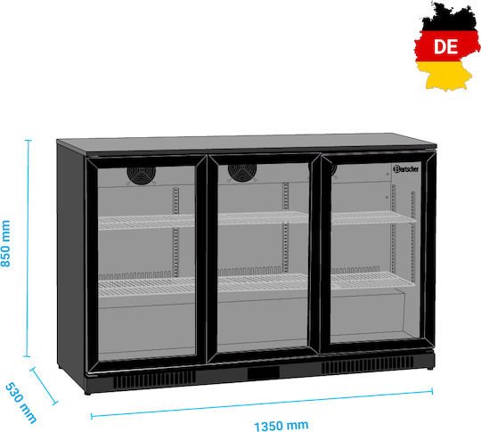 Bartscher Kühlschrank Rückwandbar 270Es mit drei Türen H85xB135xT53cm