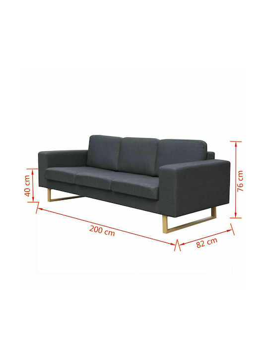 Dreisitzer Sofa Grau 200x82x76cm