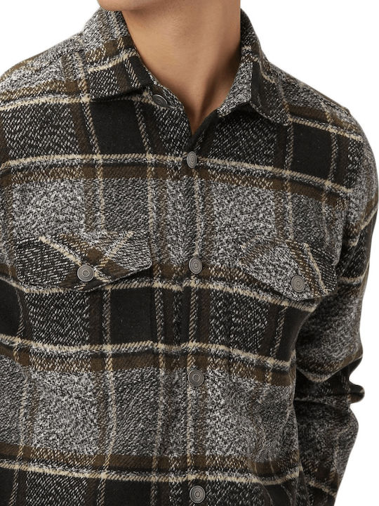 Marcus Men's Shirt Long Sleeve Checked Gray