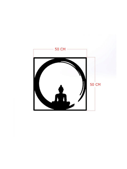 Freebox Decorativ de Perete din Metal Buddha Figure Negru 50x1.5x50cm 1pcs