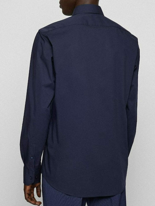 Long-sleeved Cotton Shirt Navy Blue