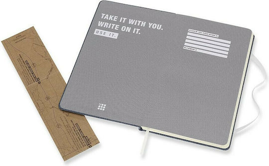 Moleskine Do Νot Handle With Care Σημειωματάριο 120 Φύλλων Ριγέ με Σκληρό Εξώφυλλο και Λάστιχο Μπλε