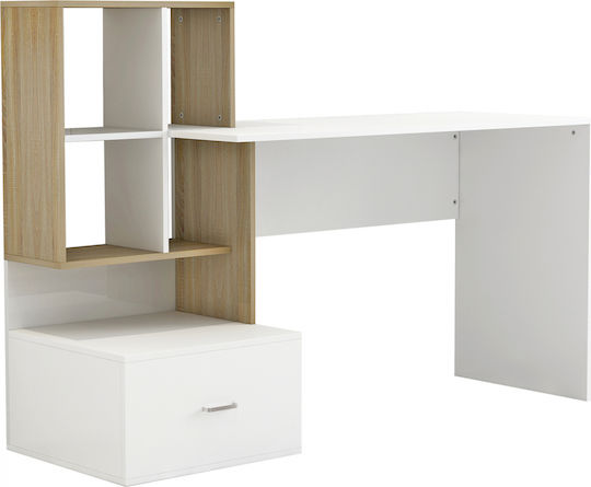 Schreibtisch Syndya Holz mit Bücherregal White / Sonoma 149x48x105cm
