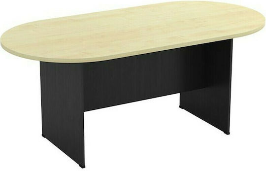 Meeting Table Oval Wooden Beige 240x120x75cm