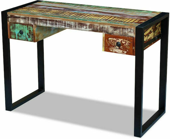 Бюро Vdxl от Масивно Дърво Многоцветно / Черно С Метални Крака 110x50x77см