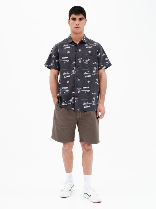Short-sleeved Shirt Floral Black