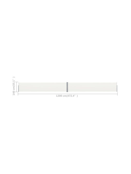 vidaXL Πλαϊνό Ρολό Σκίασης Κήπου Κρεμ 1.4x12m