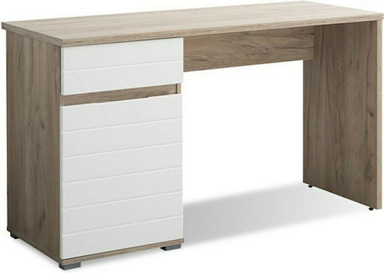 Birou Elan din Lemn Alb / Stejar 130x50x75.5cm