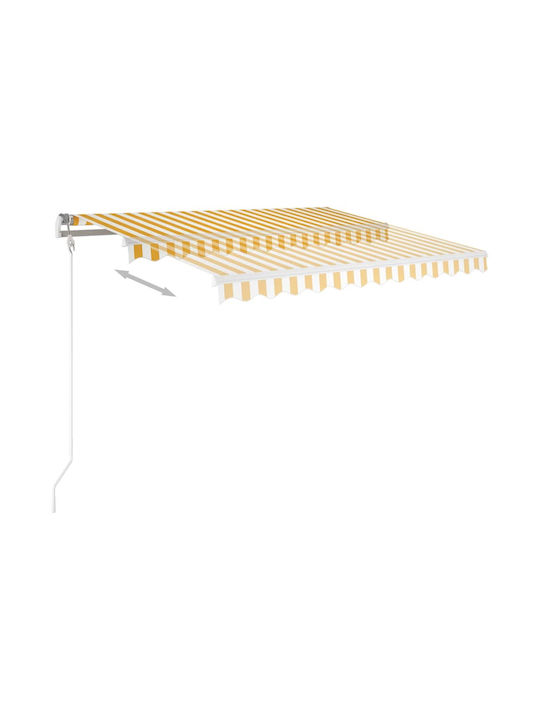 vidaXL Τέντα Βεράντας με Led & Αισθητήρα Ανέμου Κίτρινο / Λευκό 3x2.5m