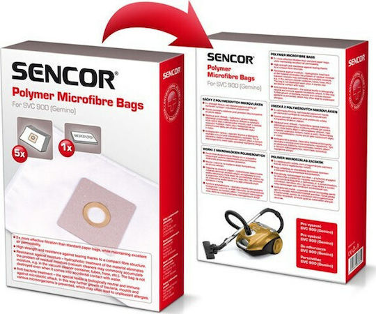 Sencor SVC 900 Vacuum Cleaner Bags 5pcs Compatible with Sencor Vacuum Cleaners