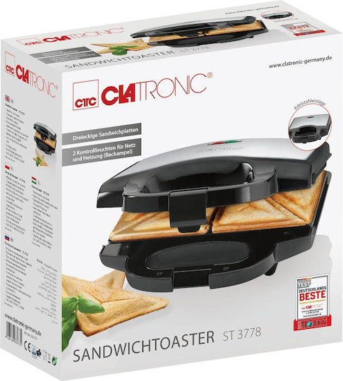 Clatronic ST 3778 Τοστιέρα για 2 Τοστ 750W Inox