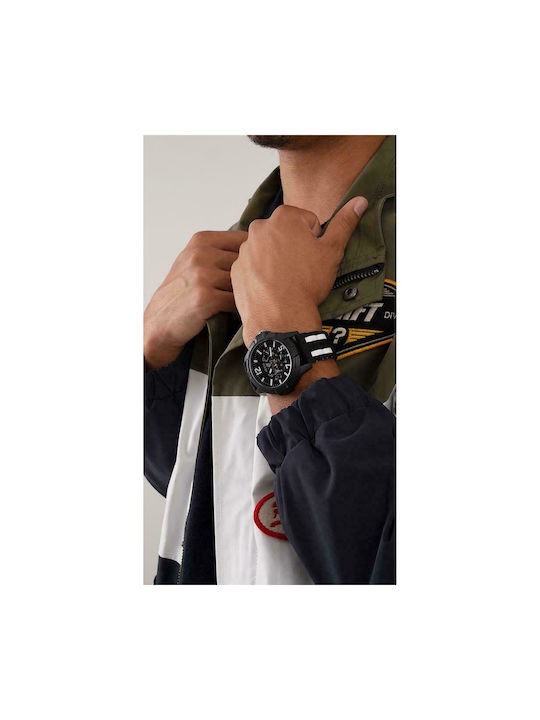 GC Watches Uhr Chronograph Batterie mit Kautschukarmband Black / White