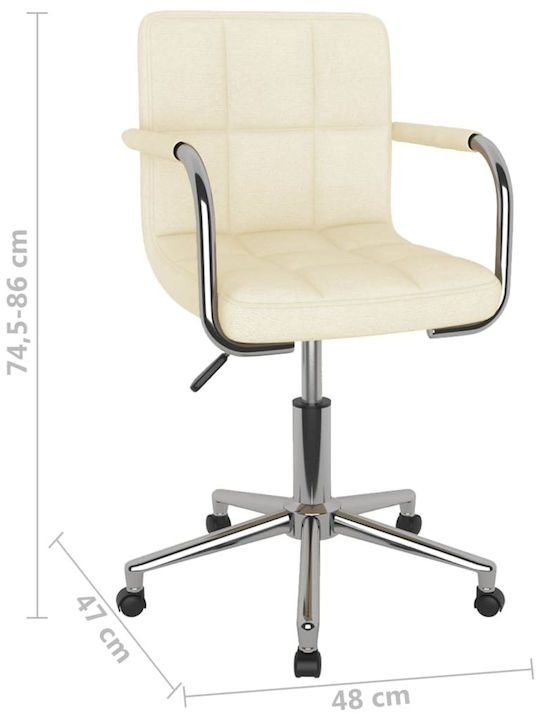 Swivel Visitor Chair with Arms & Wheels Κρεμ 48x47x74.5cm