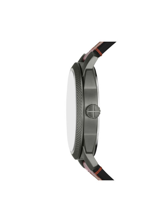 Fossil Machine Herrenuhr 42mm Batterie mit Braun Lederarmband
