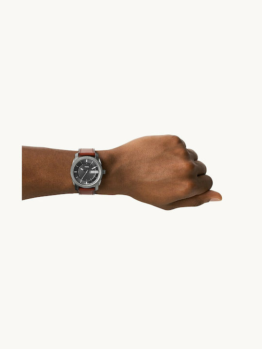 Fossil Machine Ρολόι Μπαταρίας με Δερμάτινο Λουράκι Fossil Machine Ρολόι Μπαταρίας με Δερμάτινο Λουράκι